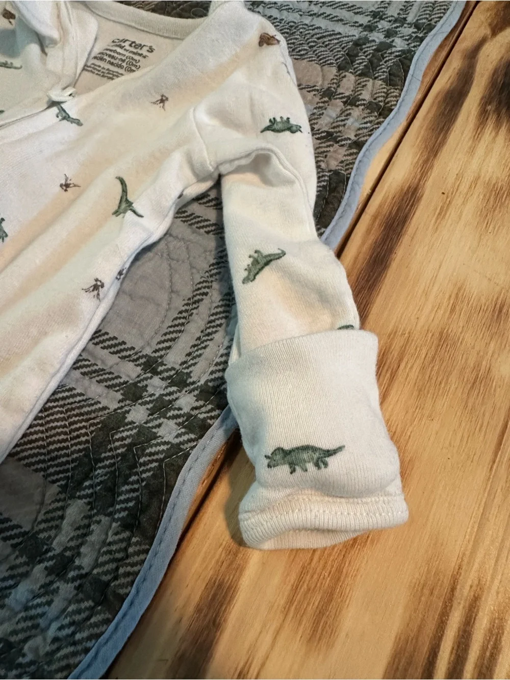 Carter's White Dinosaur Double Zipper Footed Sleeper